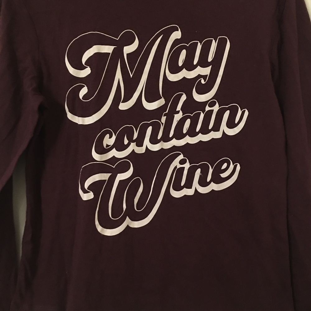 women’s long sleeve T- May Contain Wine XS